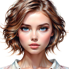 Fototapeta premium Striking Elegance Unveiled: A Captivating Showcase of Diverse Hairstyles Adorning Beautiful Women.(Generative AI)