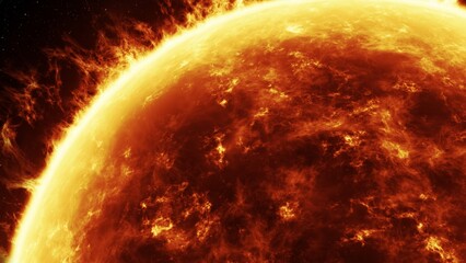 orange sun fire plasma on a space