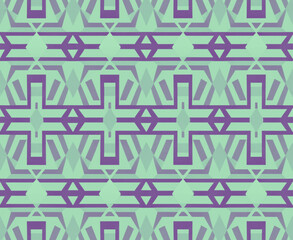 Geometric Art Decoration Seamless Pattern in purple and green Colors