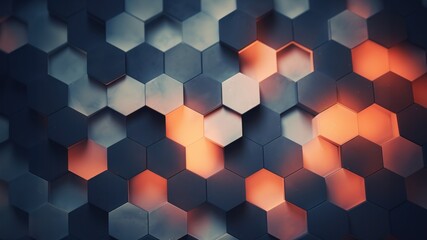 Glowing Geometric Elegance: An Abstract of Hexagons and Light, Horizontal Background Wallpaper
