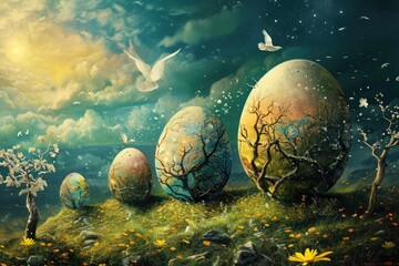 Obraz na płótnie Canvas Image of Easter egg in design art