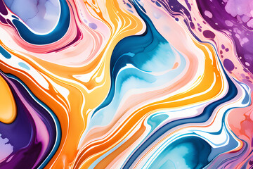 Obraz premium Closeup of abstract watercolor paint background texture with liquid fluid marbled paper texture banner texture. Generative AI (생성형 AI)