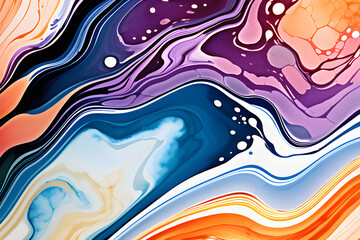 Obraz premium Closeup of abstract watercolor paint background texture with liquid fluid marbled paper texture banner texture. Generative AI (생성형 AI)