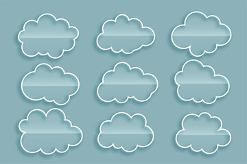 pack of nine clouds element design in line style