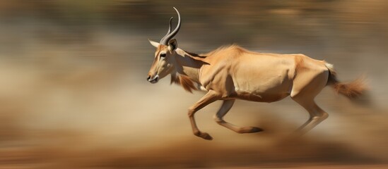 Motion blur on red hartebeest in the African Bush, with the eland as the focal point. - obrazy, fototapety, plakaty