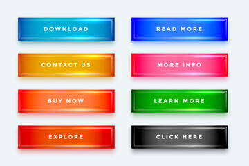 set of gradient web button sign with shiny light effect