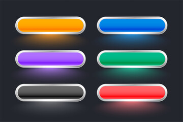 set of six colorful web button sign with empty space