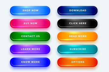 collection of gradient app button icon with light effect