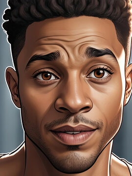 Close-up Portrait of a Dynamic and Expressive Young Man - High-Quality Comic Book Illustration Gen AI