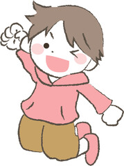 ジャンプする元気な男の子のイラスト2