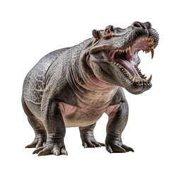 Fototapeta premium Hippopotamus Dragon roar isolated white background