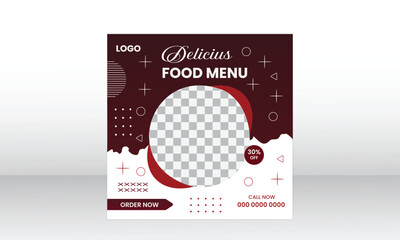 Fresh food marketing social media post template design.