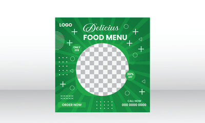 Fresh food marketing social media post template design.