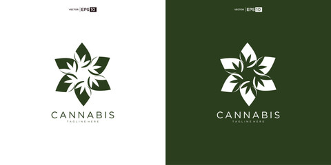 abstract marijuana, cannabis for cbd logo design - obrazy, fototapety, plakaty
