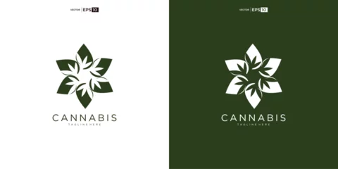 Deurstickers abstract marijuana, cannabis for cbd logo design © nurvika