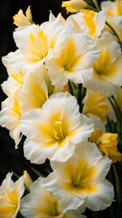 Obraz na płótnie Canvas large beautiful white-yellow gladiolus flower
