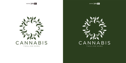 abstract marijuana, cannabis for CBD logo design