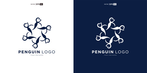 penguin logo creative design bird animal icon vector