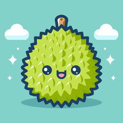 Cute durian fruit, cartoon vector illustration