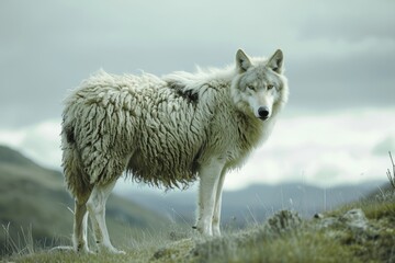 Obraz premium Wolf prowling in sheep's clothing