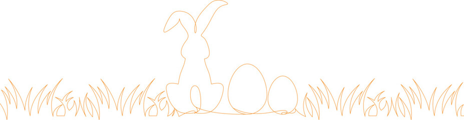 Easter egg and cute bunny line art style, vector illustration. EPS 10 - obrazy, fototapety, plakaty