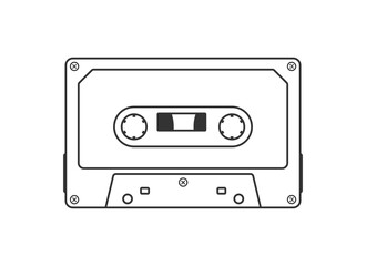 Tape cassette line art vector isolated on white background