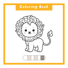 Lion Kids Coloring Book Design, Simple Design