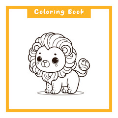 Lion Kids Coloring Book Design, Simple Design