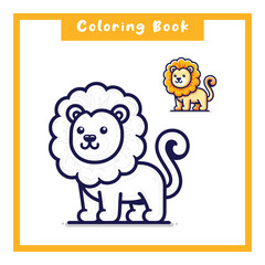 Lion Kids Coloring Book Design, Simple Design
