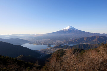 Fototapeta premium Mount Fuji view from shindo pass in the morning, yamanashi japan