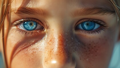 close up shot of beautiful eyes from young girl