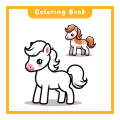 Cute Foal Design Coloring Book, Simple Design Suitable for Learning to Color Children
