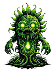 Fototapeta premium Green monster plants character design illustration on transparent background