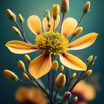 A closeup of  beautiful Broom flower, Beautiful 3d flower image, flower wallpaper, 3d image, beautiful flower image wallpaper, Generated with ai