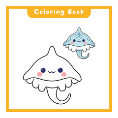 Vector stingray coloring book for kids