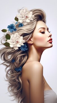 Elegant woman with flowers in her hair
