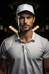 Obraz premium Photo Realistic of a Tennis Player in Tennis Shorts and a Moisture-Wicking Polo Shirt, Generative AI