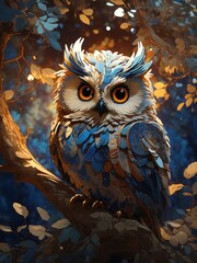  Colorful oil painting of an owl by generative AI.