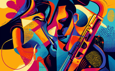 Illustration abstract International world jazz day poster