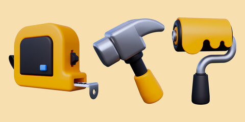 Handyman 3D Icon Pack and Constructions Tool 3D Illustration Pack