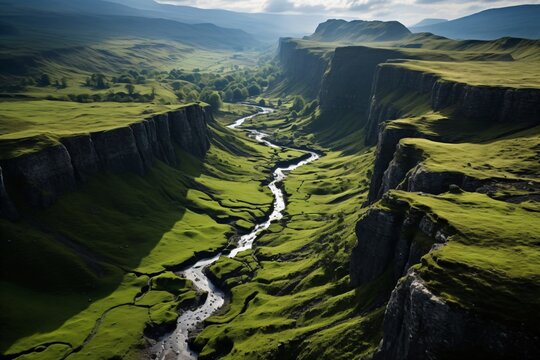 River flowing through a valley, fjords