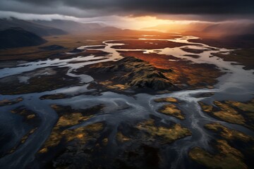 Fototapeta premium A wetland with multiple rivers