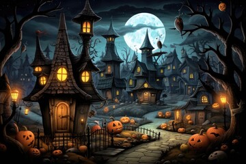 Fototapeta na wymiar Halloween town background 