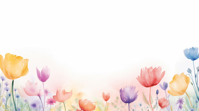 Flowers banner mockup colorful watercolor mother's day banner background with space for text
