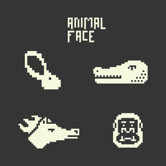 this is animal face icon in pixel art with white color and black background ,this item good for presentations,stickers, icons, t shirt design,game asset,logo and your project.