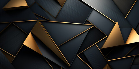 Black and gold abstract background with triangles Gilded Geometry Abstract Triangle Patterns in Striking Black and Gold 