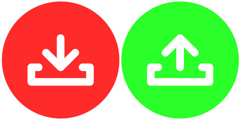 download and upload icon on circle background