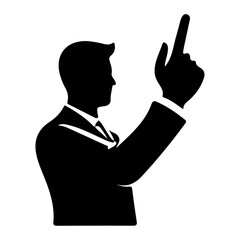 a business man instruction with hand vector silhouette, black color silhouette