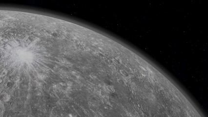 Planet Mercury Surface Close UP beautiful space scene 3D Rendering