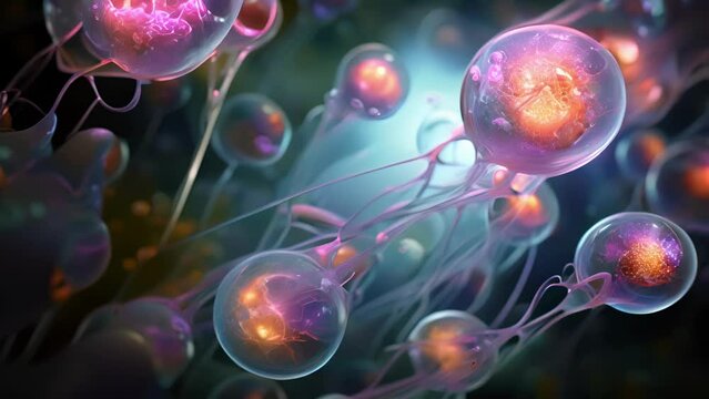 artwork showcasing the boundless potential of human embryonic stem cells for regenerative medicine, brought to life through eyecatching and joyful hues.